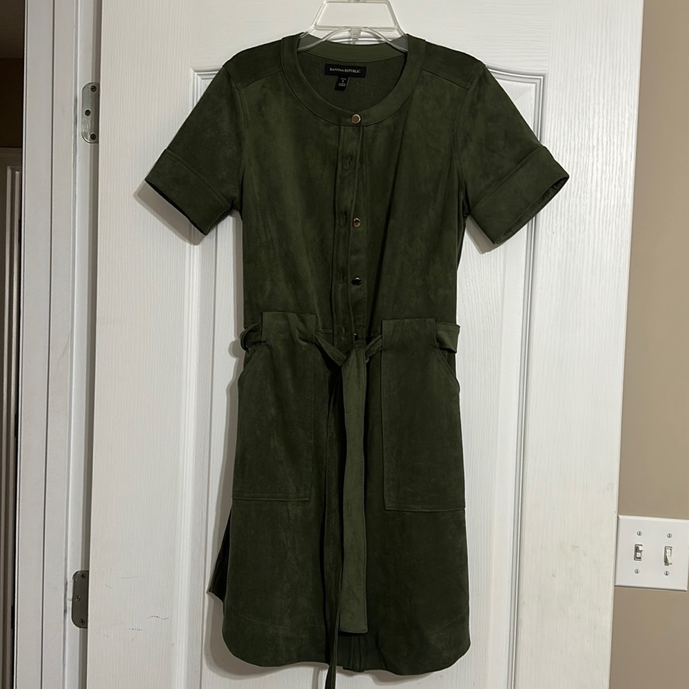 Banana republic green faux suede dress size 2